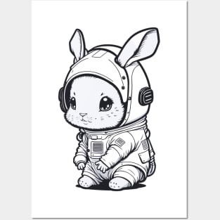 cute bunny astronaut Posters and Art